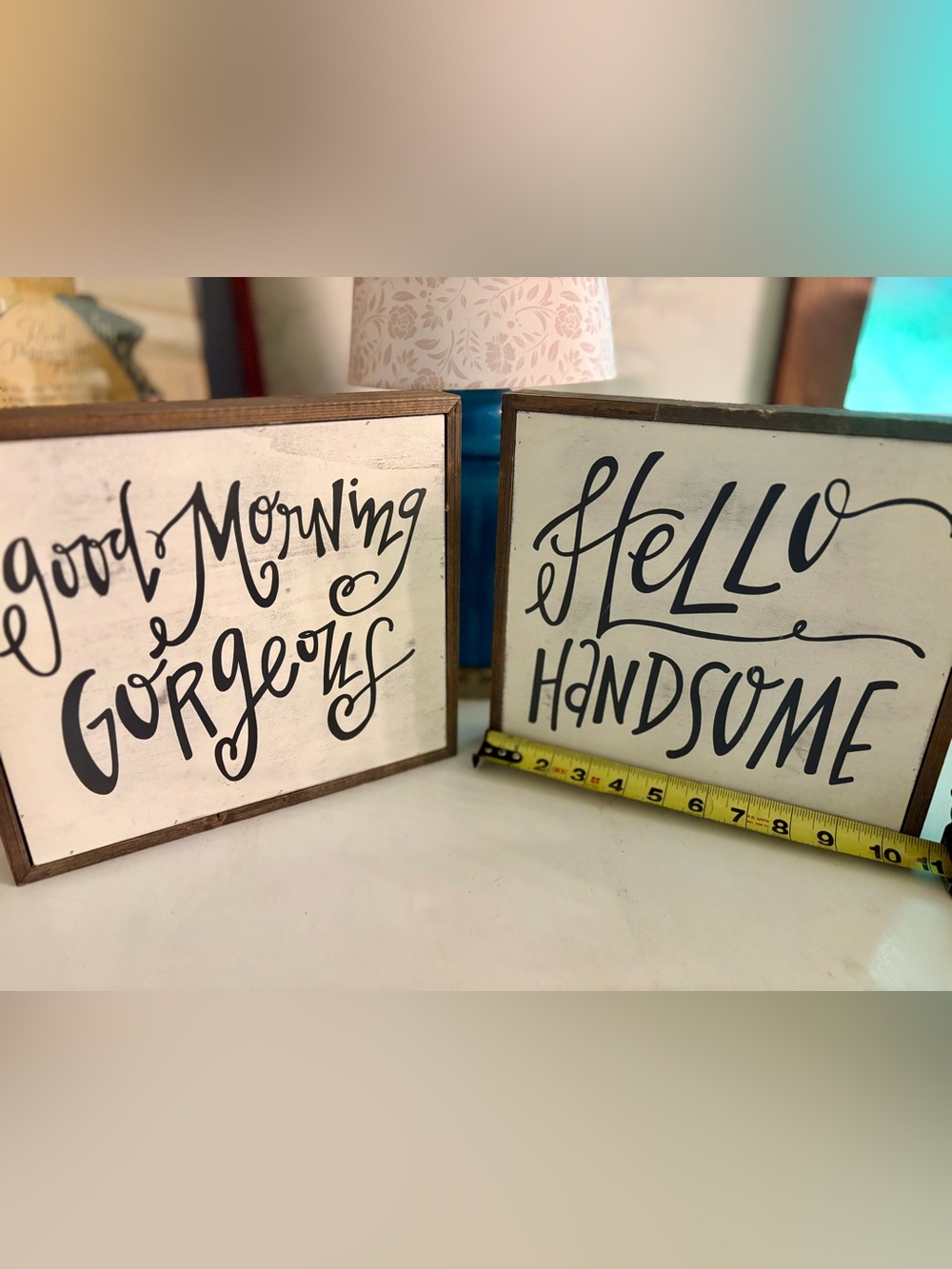Hello Handsome & Good Morning Gorgeous Wall Sign Set - White and Black